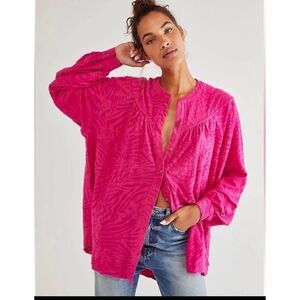NEW Free People Can't Stop Dreaming Flowy Blouse Tunic Pink m